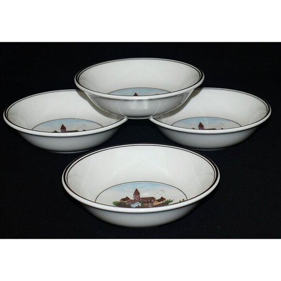 Villeroy & Boch Naif Village Laplau Fruit Soup Dessert Bowls Set Of 4 - Picture 3 of 4